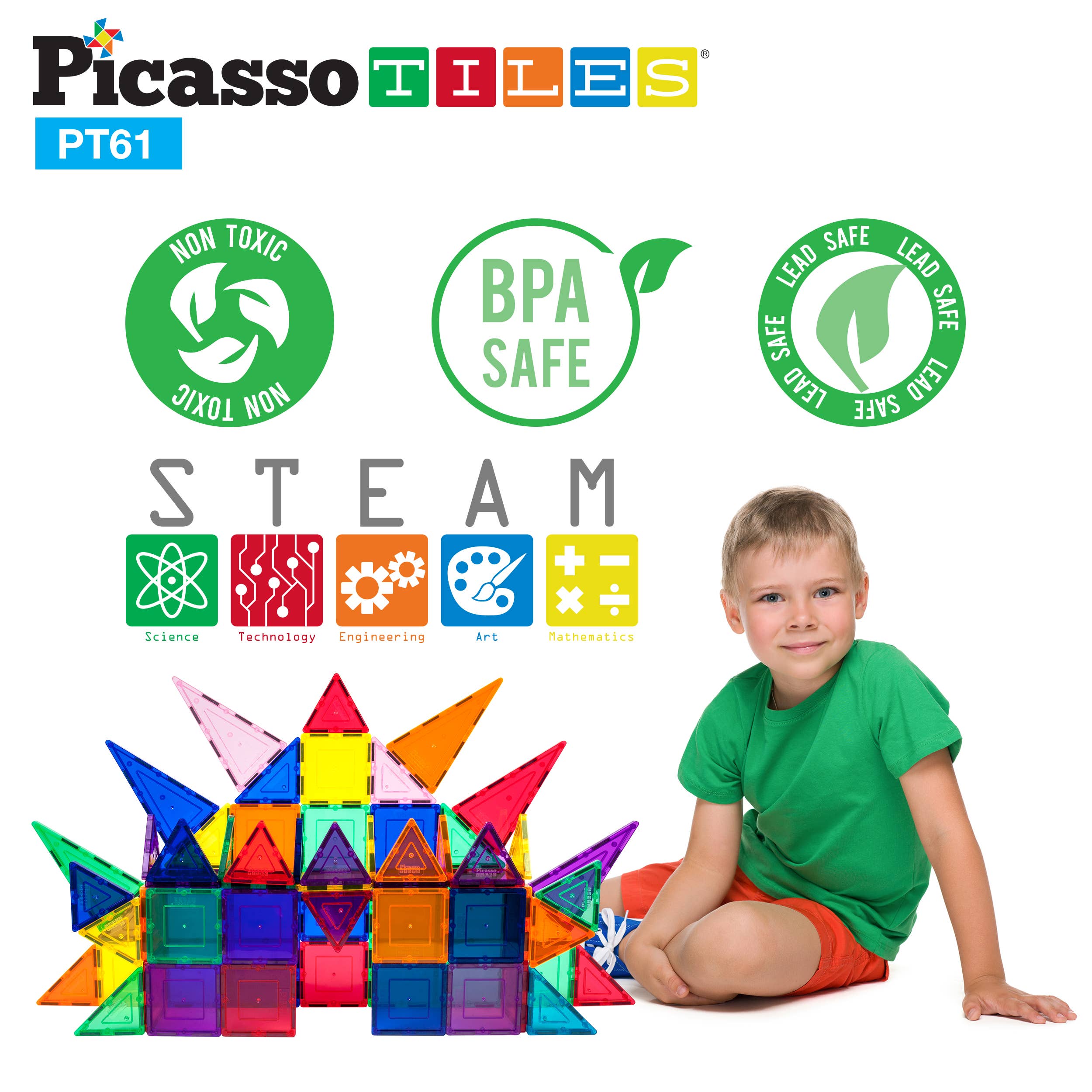 61 Piece Magnetic Tile Set